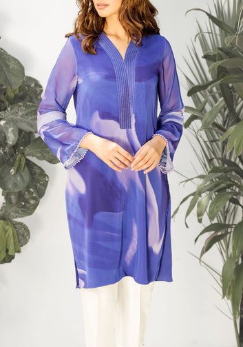 Alaya Blue-Multi coloured Printed Tunic hues of Blue (tunic only)