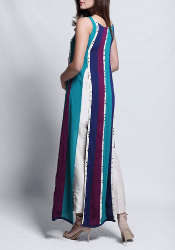Amara - Colour Block Striped Midi Tunic