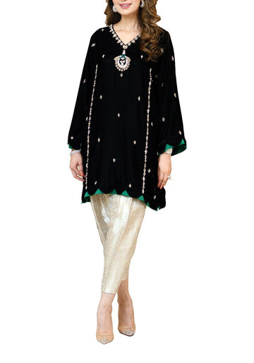 Black Velvet Embellished Shirt