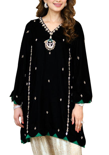 Black Velvet Embellished Shirt