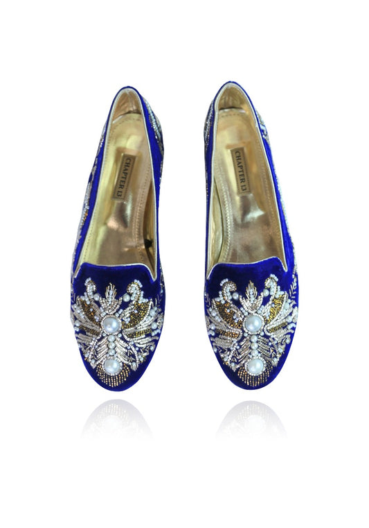 Blue Hand Embroidered Loafer