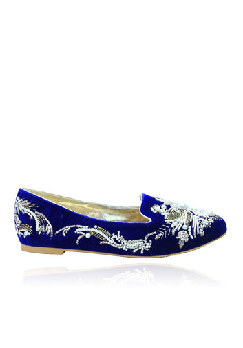 Blue Hand Embroidered Loafer