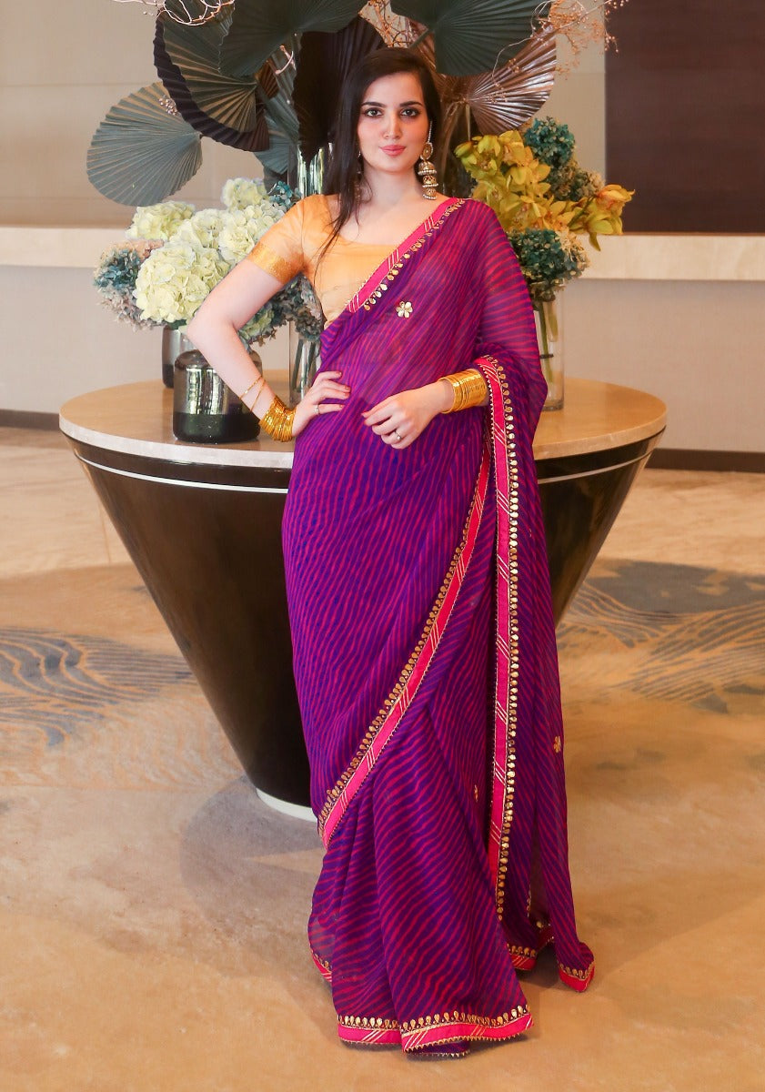 Purple Leheryha Saree