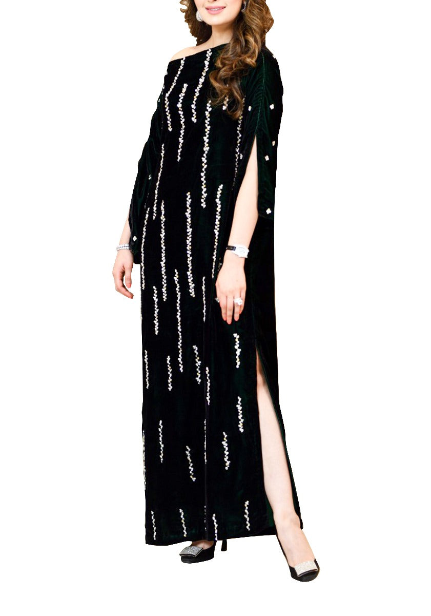 Bottle Green Velvet Kaftan