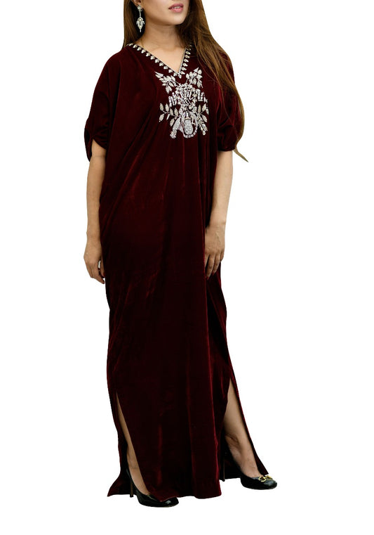 Burgundy Velvet Kaftan