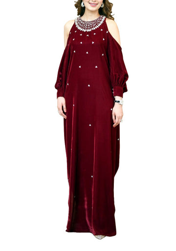 Burgundy Velvet Kaftan