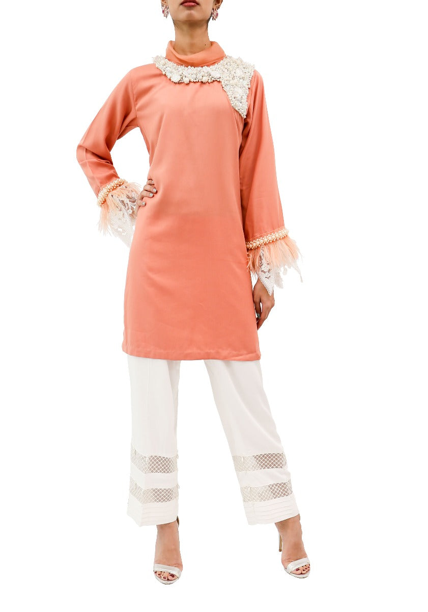 Cowl Neck Tunic - Burnt Orange