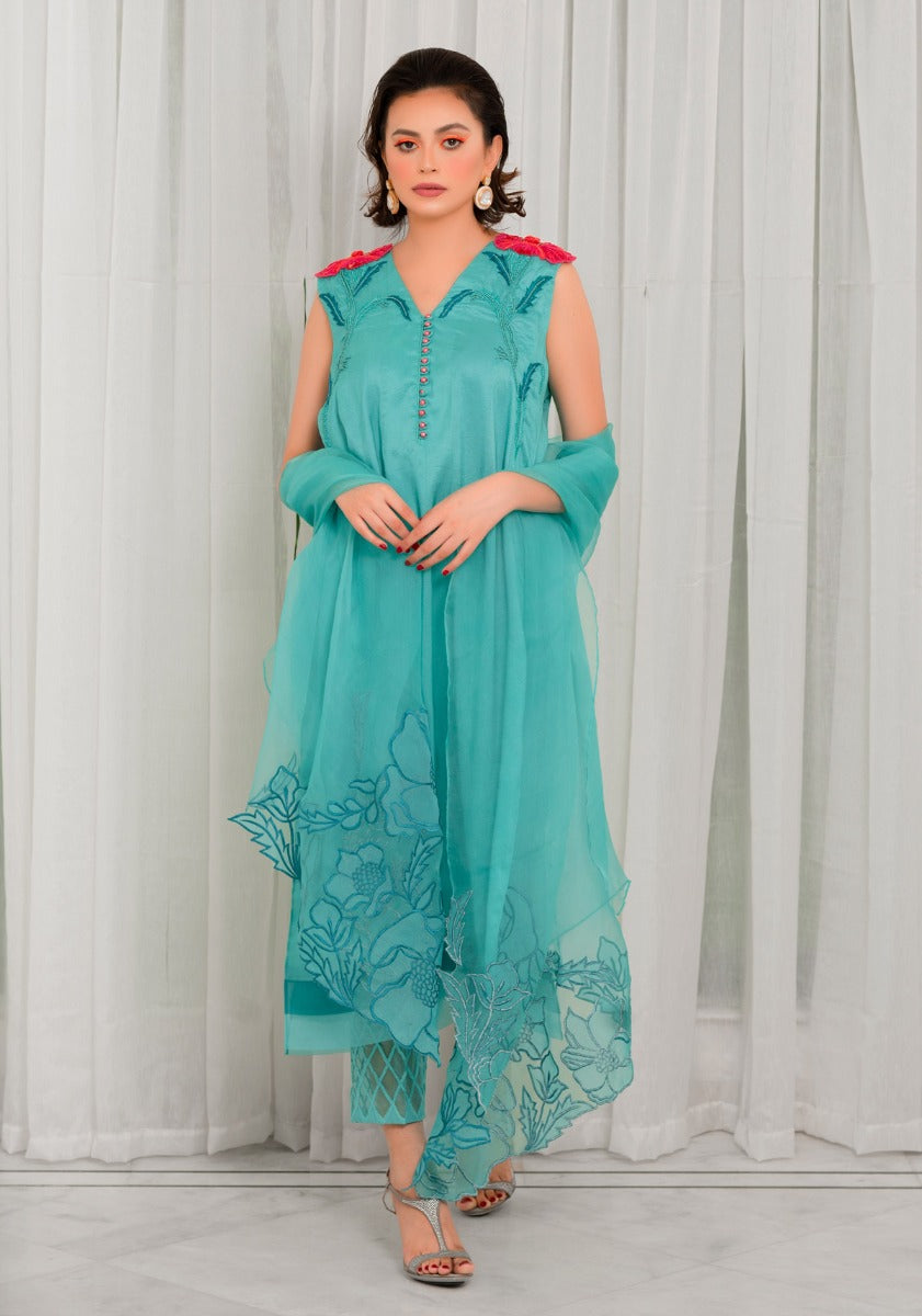 Aqua Beaded Set