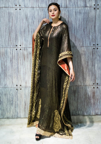 Sequinned Chiffon Kaftan