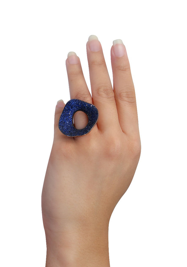Funky Ring With Blue Spinel Stones