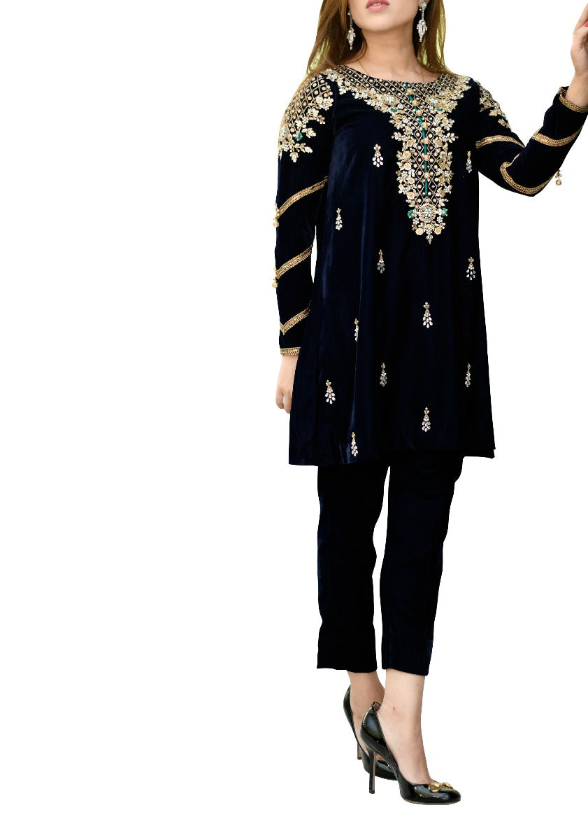 Navy velvet outfit