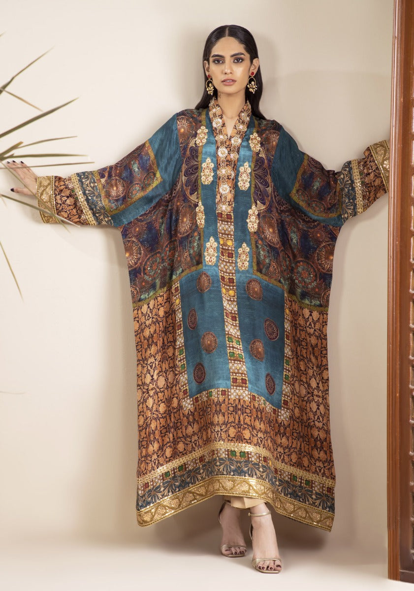 Traditional Printed Silk Kaftan