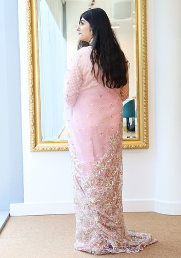 Baby pink  Embellished Saree