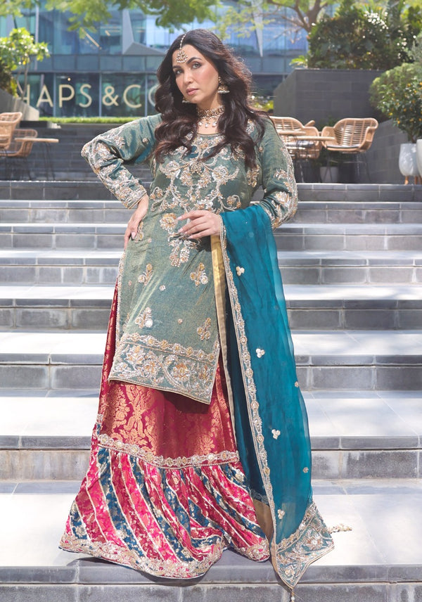 Embellished Chatta Pati Gharara Suit