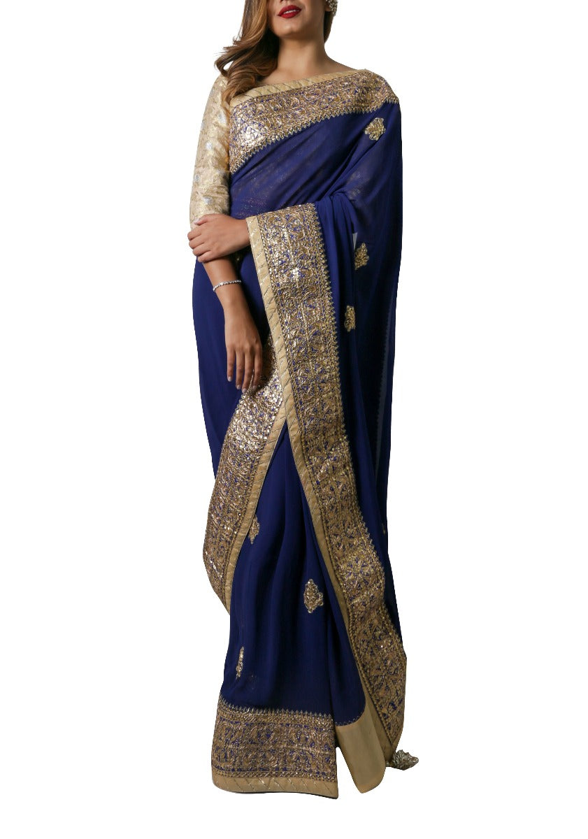 TCR ROYAL BLUE PRE DRAPPED SAREE!