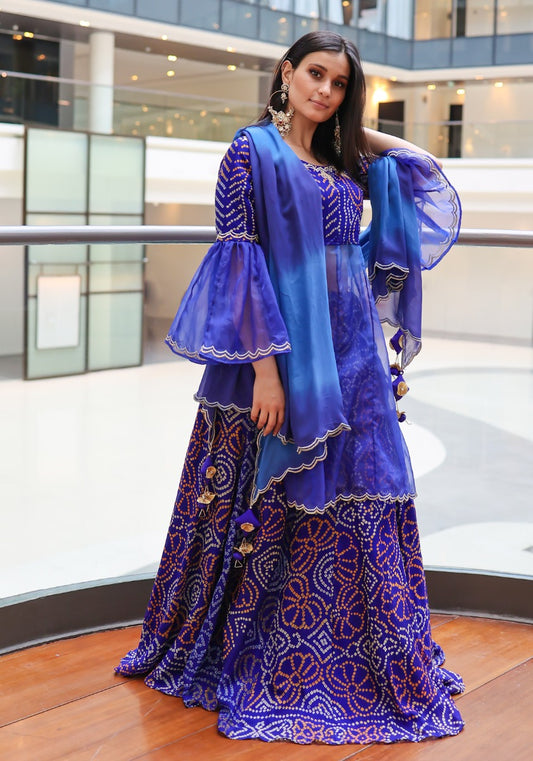 Royal blue badhani lehenga