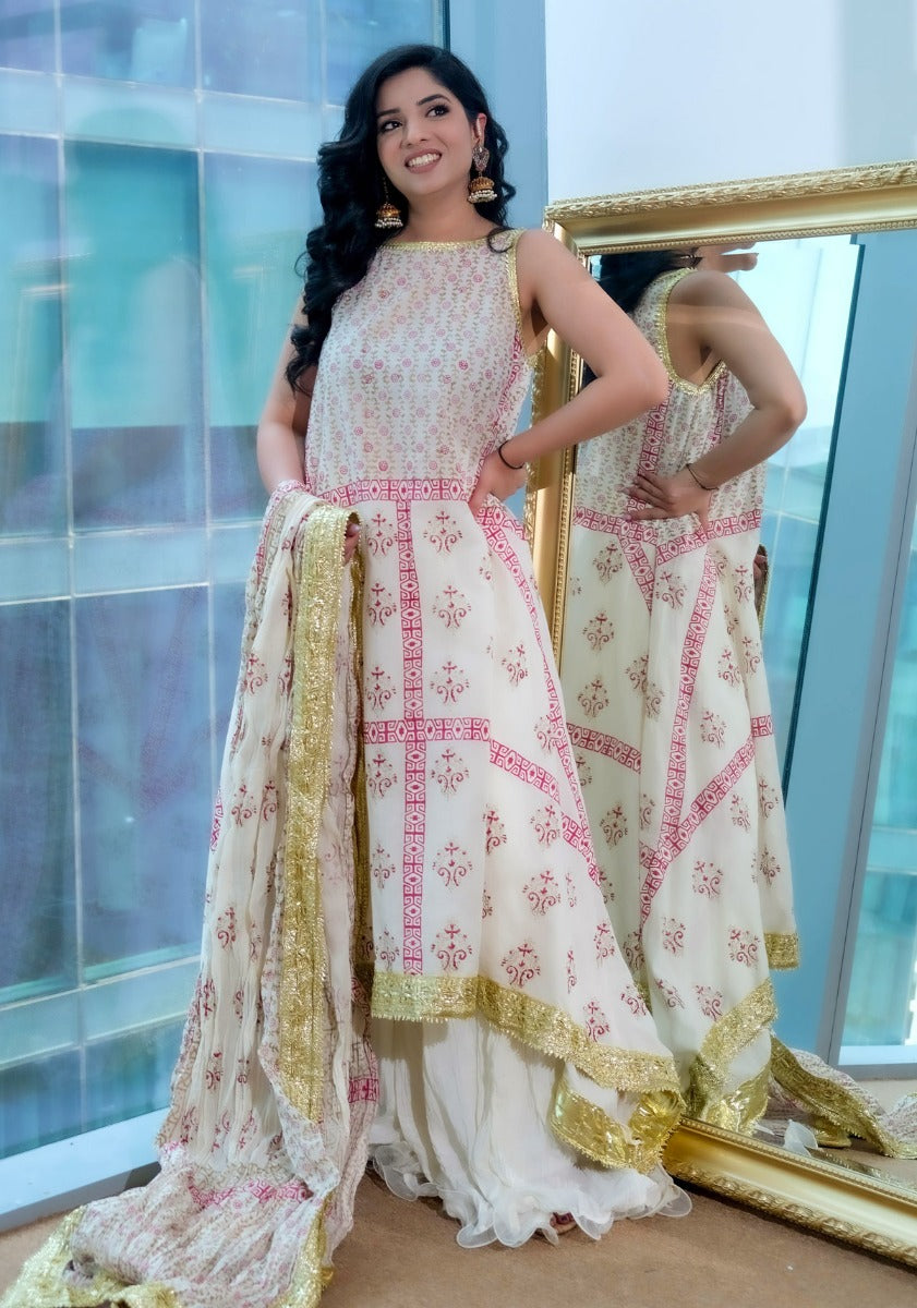 Ivory Panel Shirt with dupatta