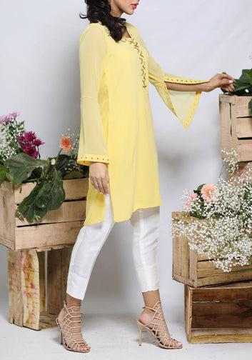 Leane - One Piece Yellow Eyelet Tunic